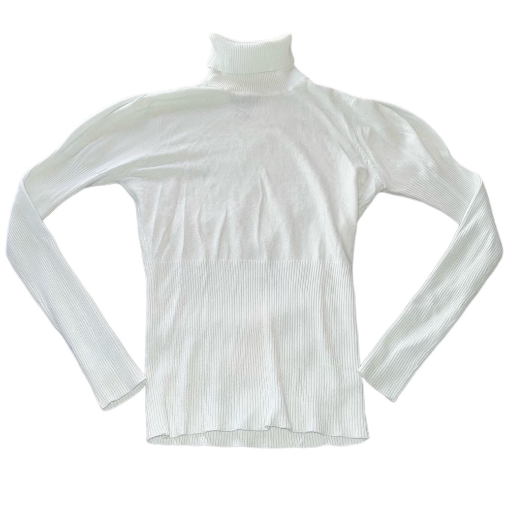 Love Always Fitted / Ribbed White Turtleneck Sweater